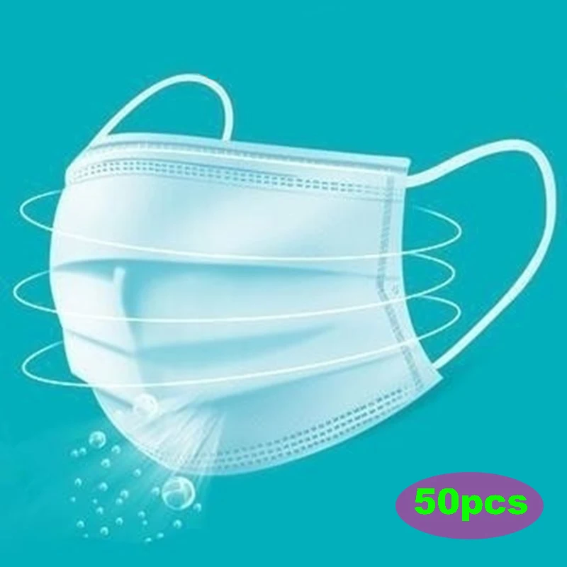 

50 PCs Protective Mask Non-woven Dust Mask Thickened Disposable Mouth Mask Features as KF94 FFP2