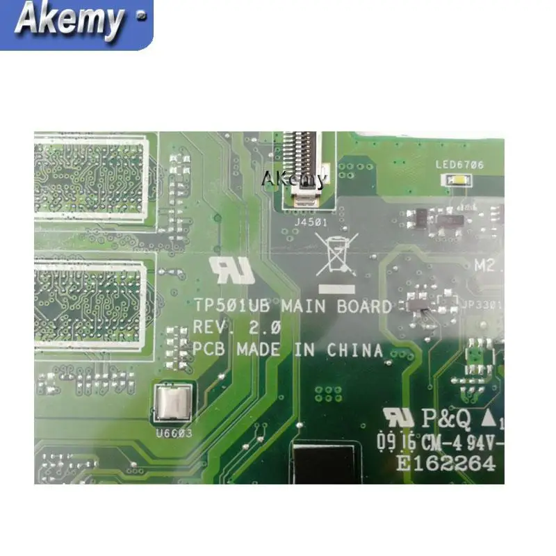 Akemy TP501UA Motherboard With 4G RAM I3-6100CPU For Asus TP501UA TP501U TP501UQ TP501UAM TP501UAK TP501UJ Laptop Mainboard
