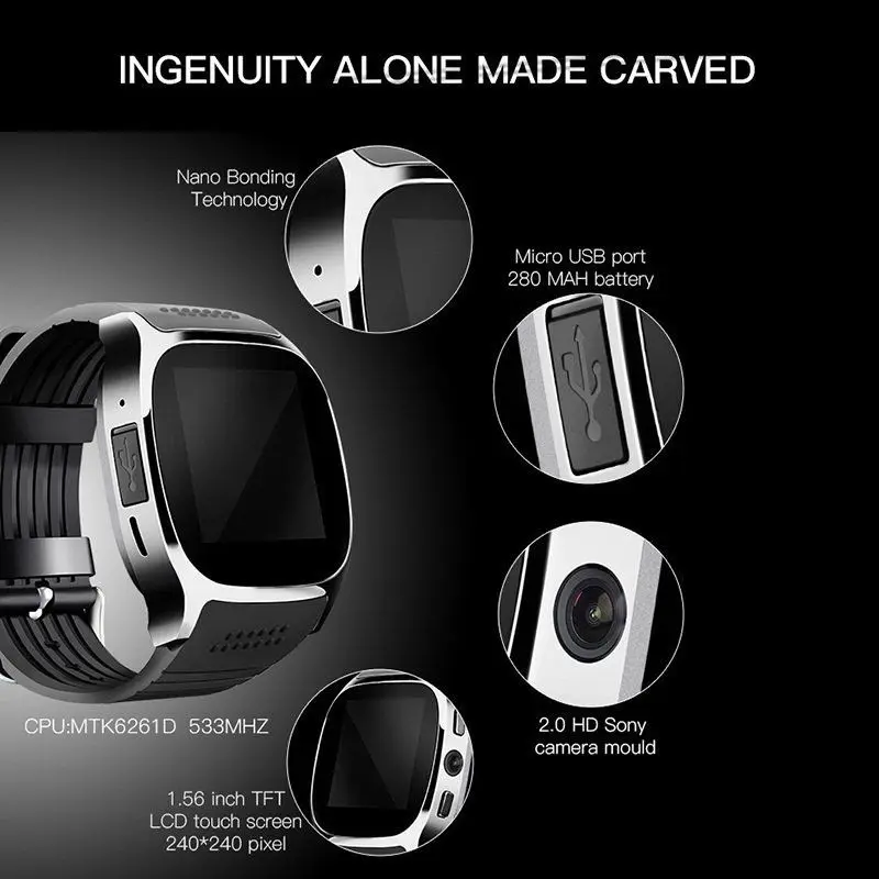 Новые спортивные умные часы с камерой Bluetooth шагомером GSM SIM фитнес