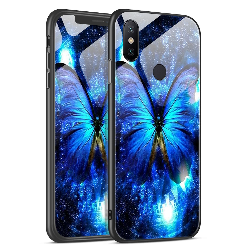 Чехол из закаленного стекла для Xiao mi A1 A2 A2Lite Edge Cover для Xiaomi mi 6 6X для задней крышки, Твердый чехол с полной защитой звездного цвета - Цвет: W199