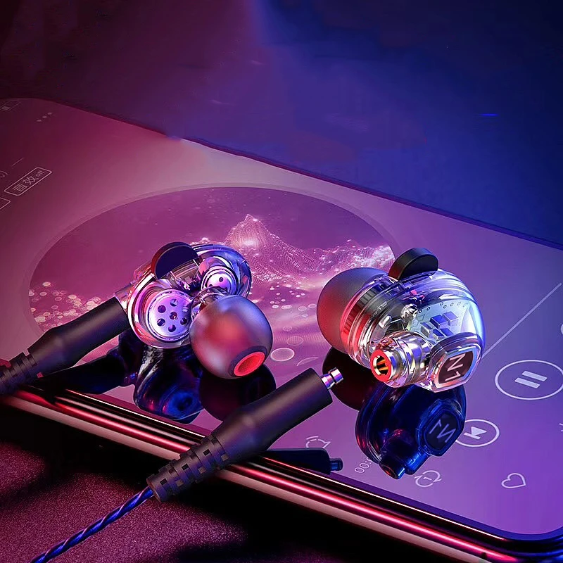 

VJJB N1 Quad Driver In-ear Earphones Hifi Super Bass Wired Earbuds DJ Double Dynamic Headset With Microphone Detachable Cable