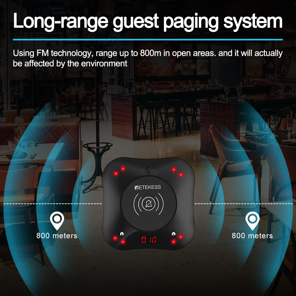 Description Picture 5 of itemRetekess TD164 Wireless Paging Queuing System Restaurant Pager Vibrator Coaster Buzzer Bell Receivers For Cafe Bar Food Court