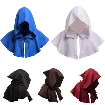 

2019 One Size Unisex Cosplay Medieval Shawl Hot Sale Halloween Costume Death Cloak Medieval Hat White Black Blue Red Brown!