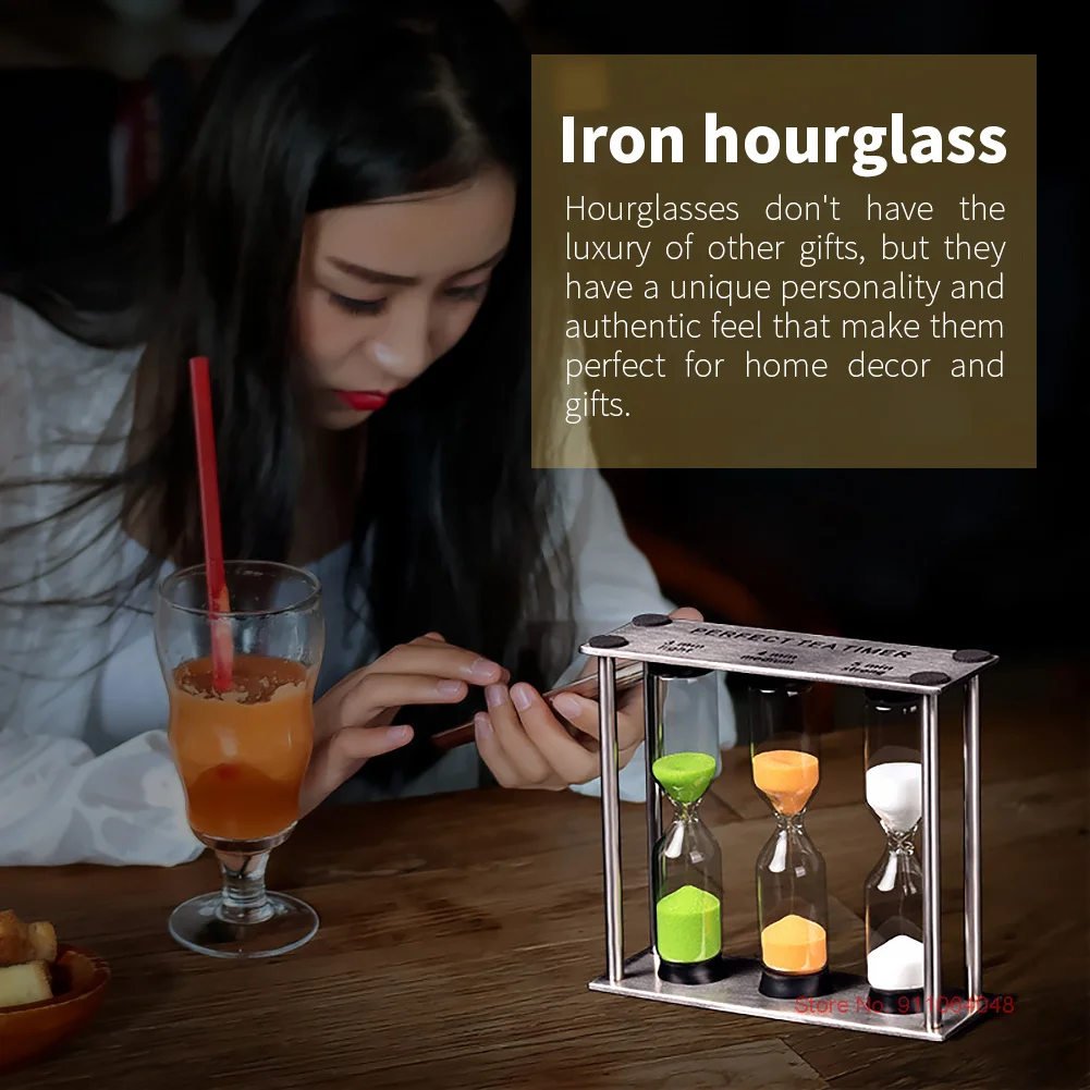 Stainless Steel 3 In 1 Metal Hourglass 3/4/5 Minutes Kids Brushing Timer Desk Accessories Sandglass