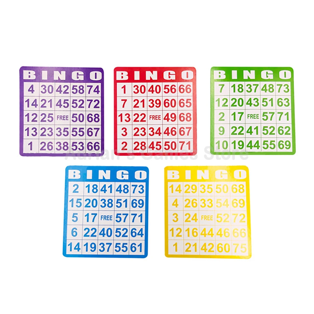100PCS Bingo Cards 5 Colors bingo game set