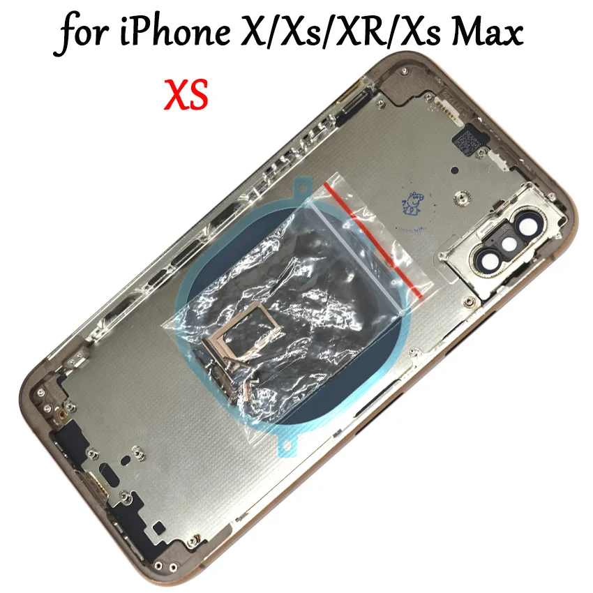 Чехол с полным корпусом для iPhone X XS Max XR батарея задняя крышка Дверь задняя крышка+ шасси средняя рамка без гибкого кабеля+ sim-карта