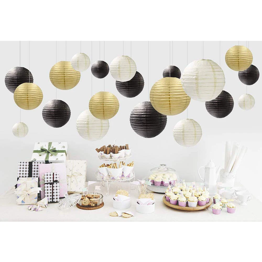 DIY Personnalisable 2 Lanternes Papier Blanc 20cm - Suspension Ronde Pour Mariage/Anniversaire - Décoration Événement DIY Lanterne Chinoise Papier