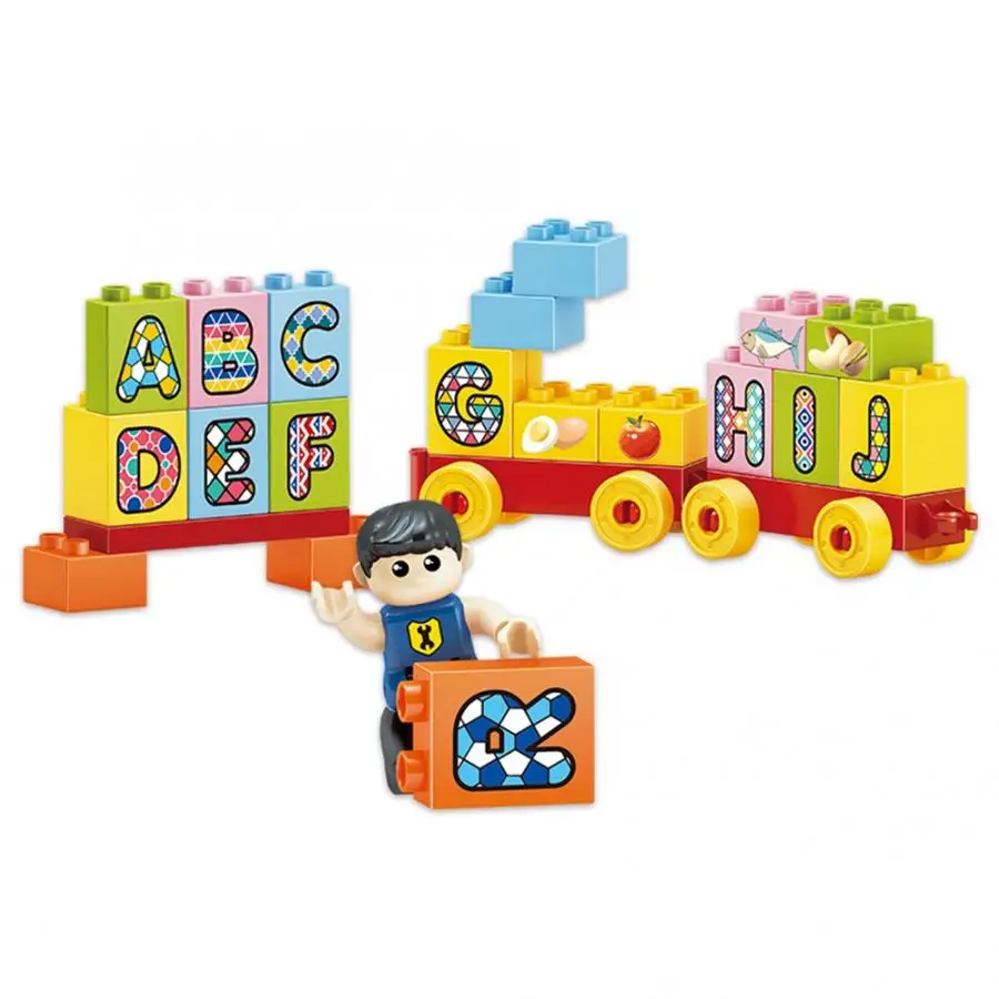 

Educational Toy Large Particles Slide Building Blocks Ball Track Kids DIY Assembly Alphabet Building Blocks Brick Toys