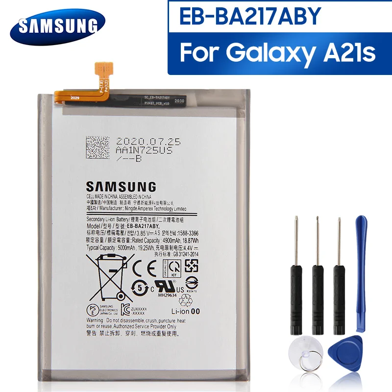 Оригинальный аккумулятор Samsung EB-BA217ABY для Galaxy A21s Сменный телефона 5000 мА · ч +