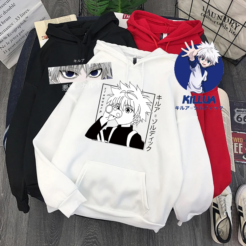 Толстовка с капюшоном Hunter x для мужчин и женщин свитшот черная одежда Kilua Zodyck топы