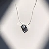 SUMENG New Personality Fashion Square Imitation Pearl Crystal Zircon Necklace Invisible Transparent Fishing Line Necklace