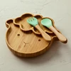 3pcs Baby Feeding Bowl Dinner Plate Kids Feeding Cartoon Tableware Bamboo Wood Non-slip Dinnerware Spoon Fork Set  Silicone Cup 2