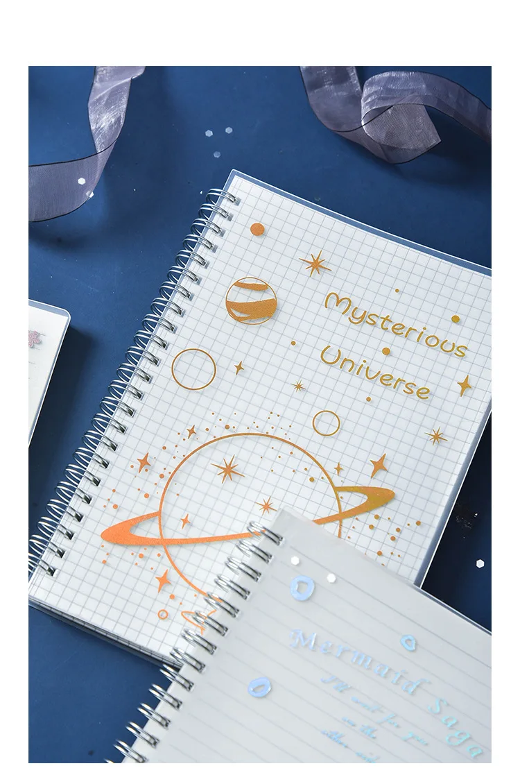 1 Pcs Kawaii Cover Planner Notebook Hot Stamping Star Coil Diary Book Exercise Composition Binding Note Notepad Gift Stationery