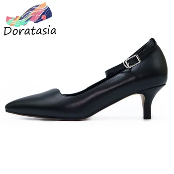 

DORATASIA Girl OL Genuine Leather Pumps Spring Sexy Shallow Pumps Women 2020 Ol Pointed Toe High Thin Heels Shoes Woman