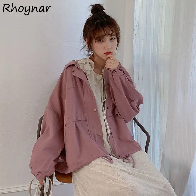 

Куртка женская однотонная с карманами, универсальная хипстерская Студенческая Повседневная Уличная одежда на молнии в стиле Харадзюку, в Корейском стиле, популярная новинка