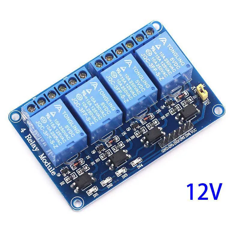 5 в 12 в 1 2 4 6 8 канальный релейный модуль с оптроном. Релейный выход 1 2 4 6 8 способ релейный модуль для arduino - Цвет: 4 channel 12V