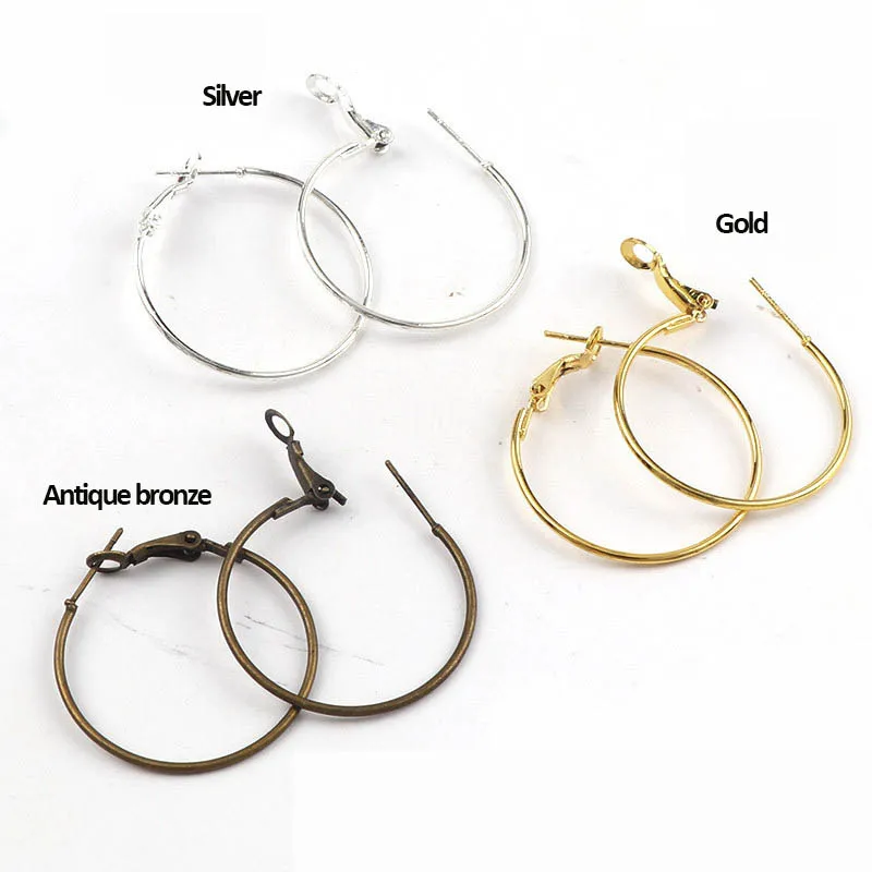 10pcs 30mm Classic French Earring Hoops Simple Style Big Ear Rings Clasp For DIY Jewelry Making Earrings Accessories Findings