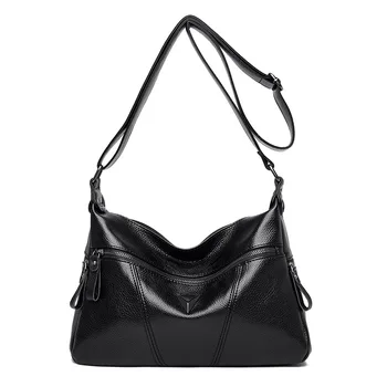 

Genuine Leather Bag Women Messenger Bags Shoulder Crossbody Bags Simple Women Handbags Luxury Designer Hand Bag