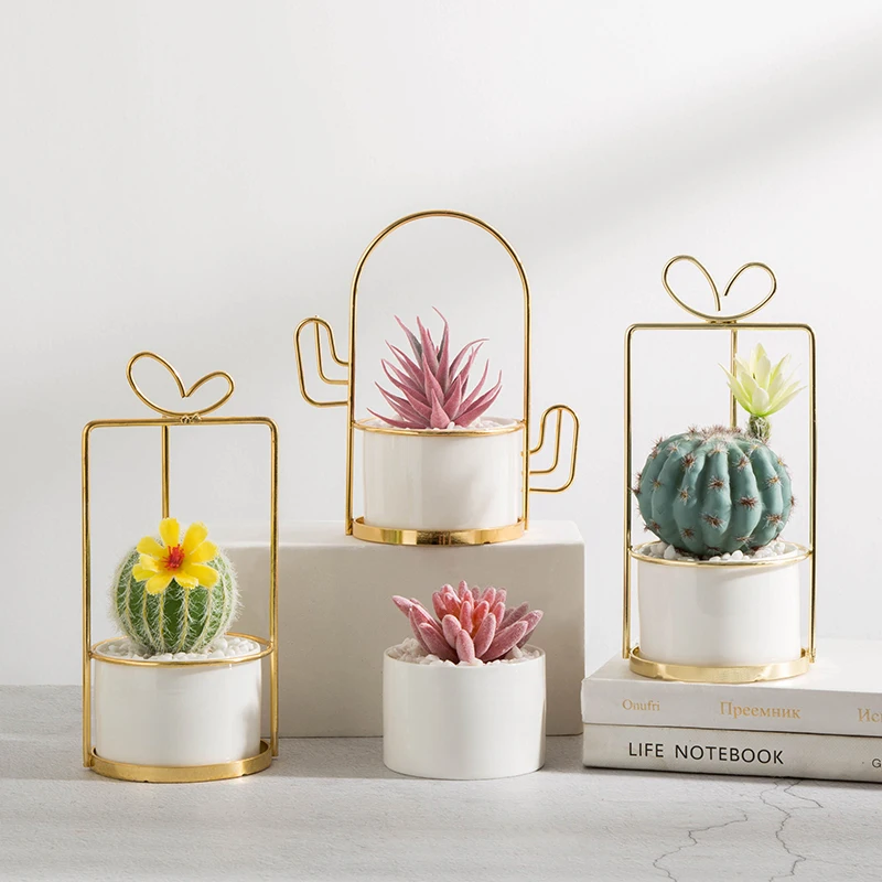 

Artificial Flower Cactus Iron Flower Stand Home Decoration Living Room Cafe Restaurant Artificial Plant Christmas Wedding Decor