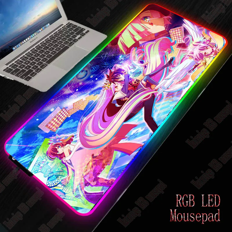 XGZ No Game No Life игровой коврик для мыши RGB большой коврик для мыши геймер коврик для мышки в стиле аниме компьютерный коврик для мыши светодиодная подсветка клавиатура Настольный коврик