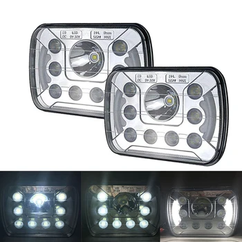 

5x7 inch 55W Led Car Headlight Square Truck LED Headlight With Halo Ring DRL Led Headlamps For Jeep Cherokee Headlights