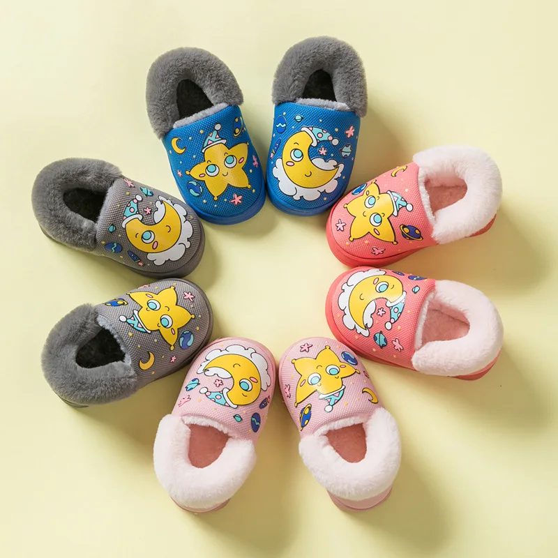 

New Style Cartoon Children Cotton-padded Shoes Fluorescent Shoes Autumn & Winter Indoor Warm Slippers CHILDREN'S Soft-Sole Anti-