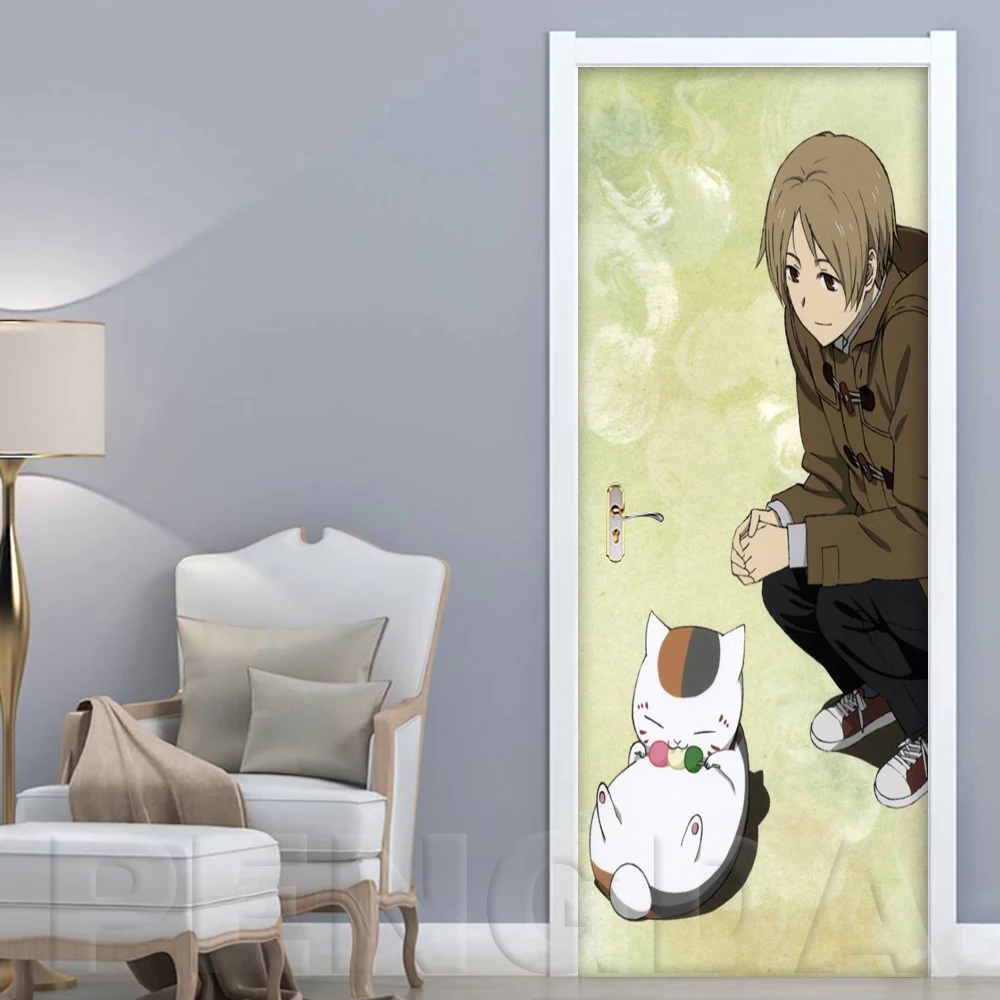 Декоративные наклейки для дома ПВХ водонепроницаемые 2 шт. Natsume's Book of Friends Art 3D печатная наклейка самоклеющаяся Diy Бумага аниме дверь стикер - Цвет: Door YXCV2714-18
