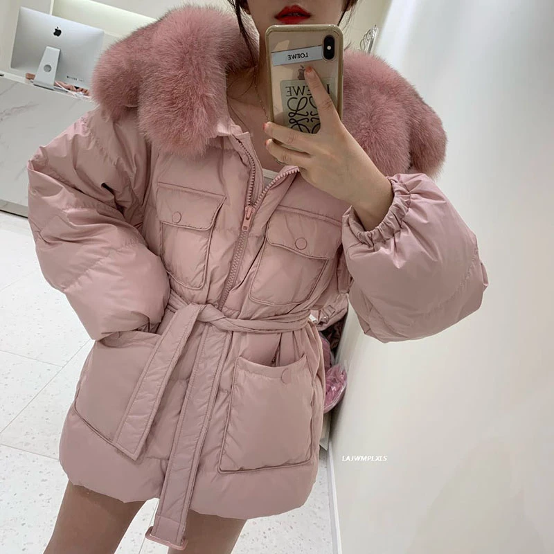 2020 New Real Fox Fur collars Women's Down Jacket