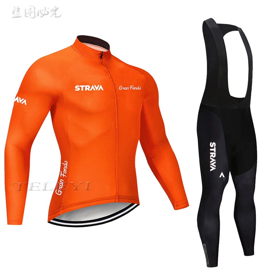 Strava велосипедные майки Ropa Maillot Ciclismo с длинным рукавом осень и зима Велоспорт Джерси одежда дышащий комбинезон комплект - Цвет: 12