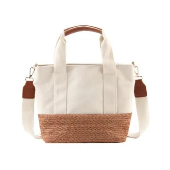 

2020 Summer New Japanese Canvas Women Bag Straw Bag Shoulder Leisure Vacation Student Shopping Bags School Bag