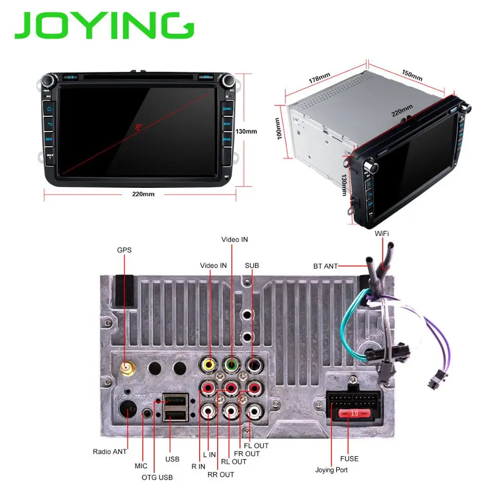 Perfect Car Multimedia player Android 8.1 2 Din Car Radio Audio Auto For Volkswagen/Skoda/Seat/Octivia/Golf 8" IPS CarStereo with Canbus 5