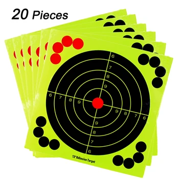 

Shooting Targets 12 Inch Paper Target Shot Rifle Florescent Adhesive Target Gun Pistol Airsoft Accessories 20 Pcs