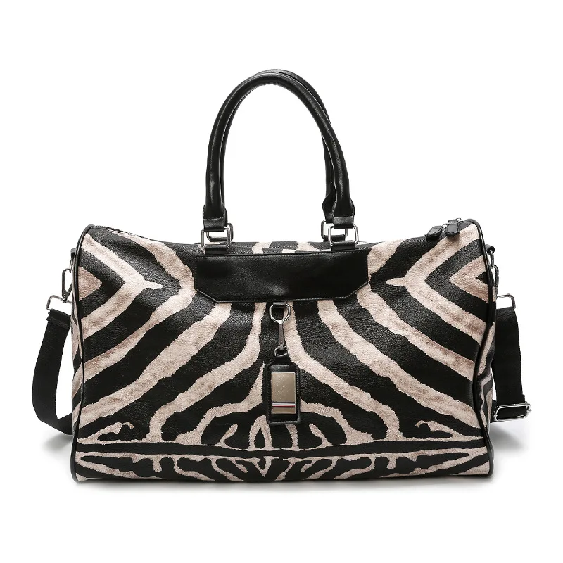 

2020 New Style Fashion & Sports Outdoor PU Travel Bag Hand Large-Volume Gym Bag Zebra-stripe overnight duffle bag weekend bag