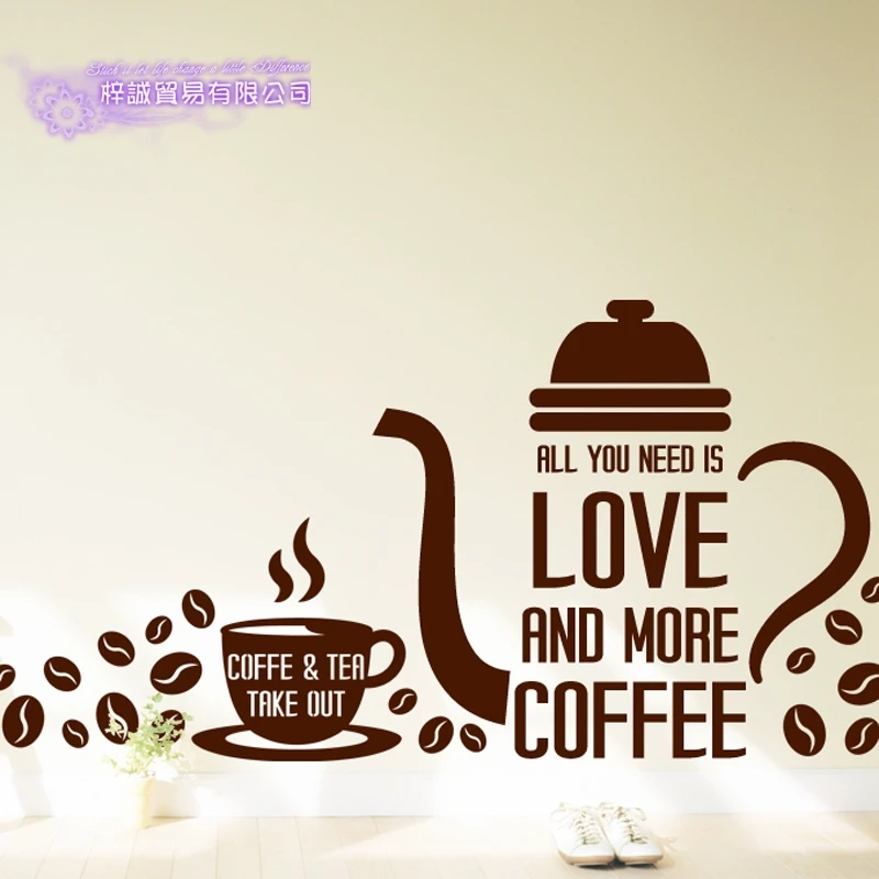 Coffee Sticker Letter Decal Cafe Poster Vinyl Art Wall Decals Pegatina Quadro Parede Decor Mural Coffee Sticker