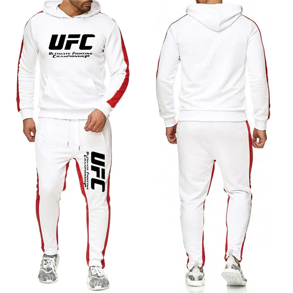 UFC боевой фитнес полосатый костюм для мужчин и женщин Модный боевой комплект мужской фитнес спортивный комплект одежды