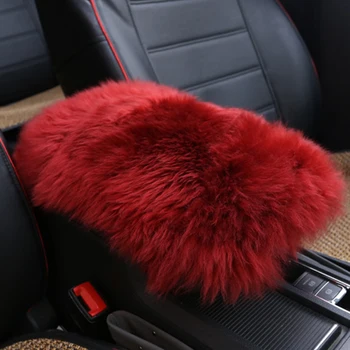 

Styling Universal Armrest Cover Smooth Protective Soft Car Interior Auto Fluffy Center Console Elastic Belt Artificial Wool Warm