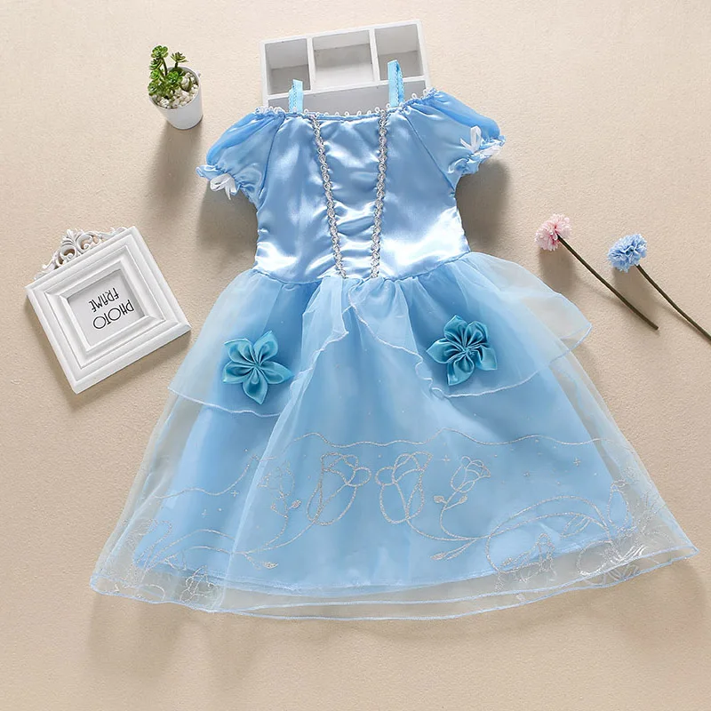 

Little Kids Princess Dress for Gilrs Cosplay Cinderella Fancy Summer Clothes Children Birthday Party Costume and Accessories Wig