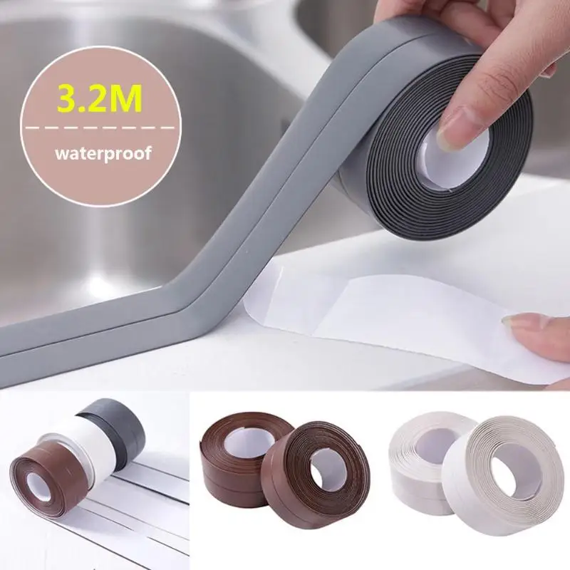 

1 PC 320x2.2cm Kitchen Bathroom Wall Sealing Tape PVC Waterproof Mildew Proof Sink Joint Crevice Sticker Corner Stick Strip