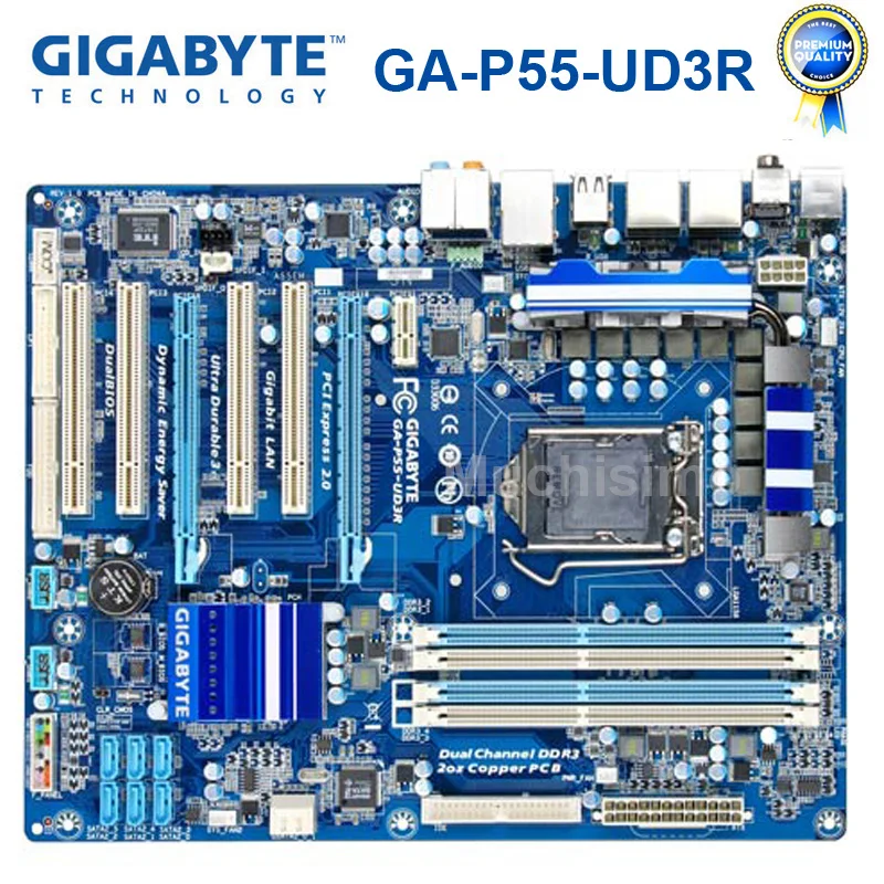 Для Gigabyte GA-P55-UD3R оригинальная б/у рабочего стола материнской платы P55-UD3R P55 LGA 1156 i5 i7 DDR3 16G SATA2 блок питания ATX GA-P55-UD3R