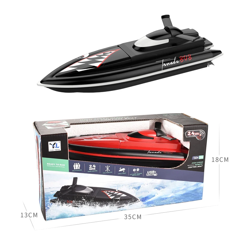 2021New 808 Rc Boat 2.4G Remote Control speedboat Rechargeable Waterproof Cover Design Anti-collision Protection wltoys rc boat