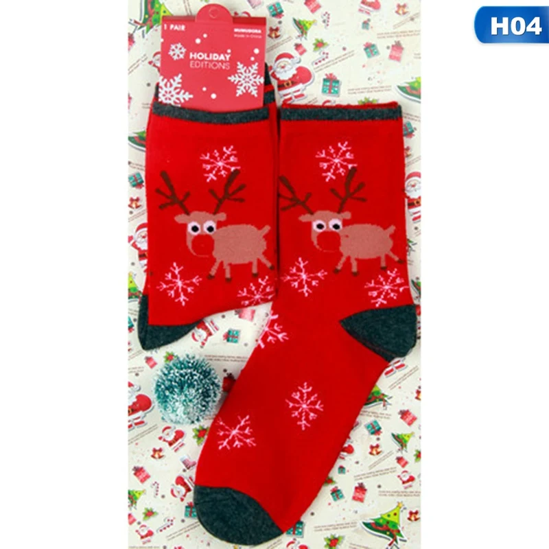 Christmas Tree Snow Elk Gift Cotton Happy Socks PEONFLY New Autumn Winter Christmas Socks Men Funny New Year Santa Claus - Цвет: 04