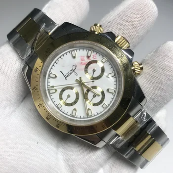 

Luxury watches Men 40mm Crownon glass Watch all small dial works white Dial day ton Ceramic Bezel Mechanical Watches