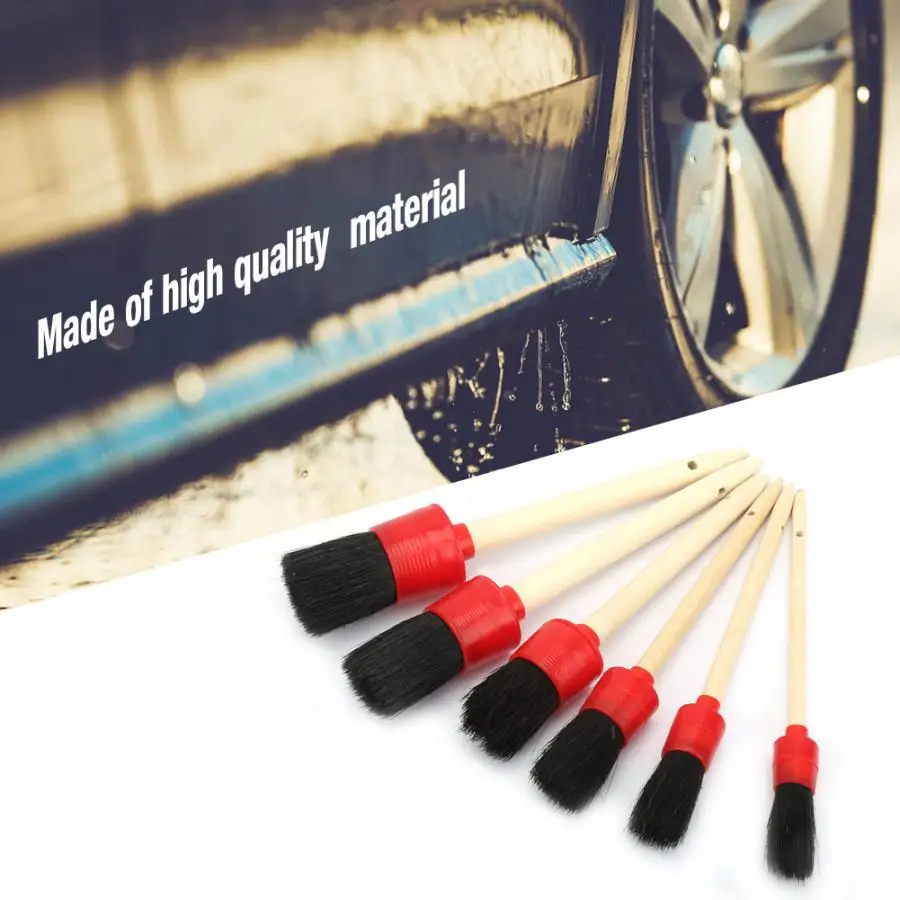 Популярная натуральная кисть набор деревянная ручка щетка для удаления пыли Набор круглых кистей для мытья автомобиля