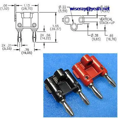 

DHL/EMS 50pcs 4x 4mm Double Banana Plug TO BINDING POST Socket jack Speaker Cables Test Probes-A8