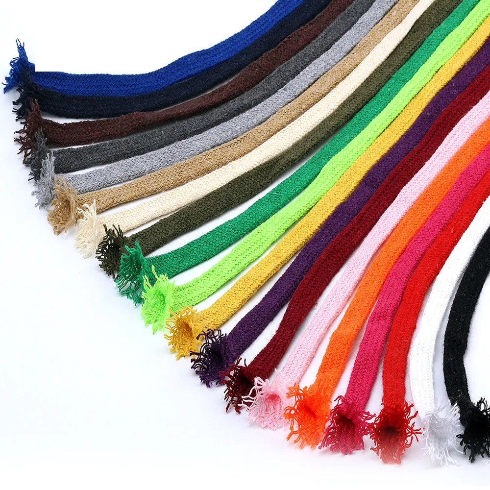 Cotton Rope 10mm Hollow Flat Twisted Cord Multicolor Woven String Waist Rope Handmade Home Craft DIY Pants Shoe Cap Decor 5M cotton rope