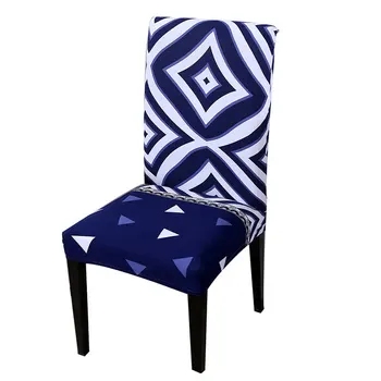 

chair covers Blue Chair Cover Elastic Dining Printing Chair Seat Cover CH47010
