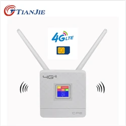 Tianjie roteador wan wan/lan, modem 4g wifi lte desbloqueado cpe 300mbps sem fio simcard + antena + porta ethernet hotspot banda larga