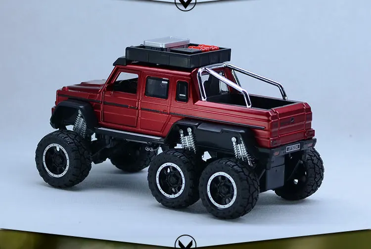 1:32 автомобиль с высокой имитацией сплава BEN AMG G63 6X6 пикап Внедорожник внедорожный автомобиль оттягивающий модель литые Автомобили детские игрушки