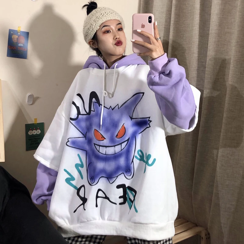 Permalink to Purple Women Oversized Hoodie Loose Female Sweatshirt Hoodies Harajuku Kpop Streetwear Halloween Korean Monster Alphabeter
