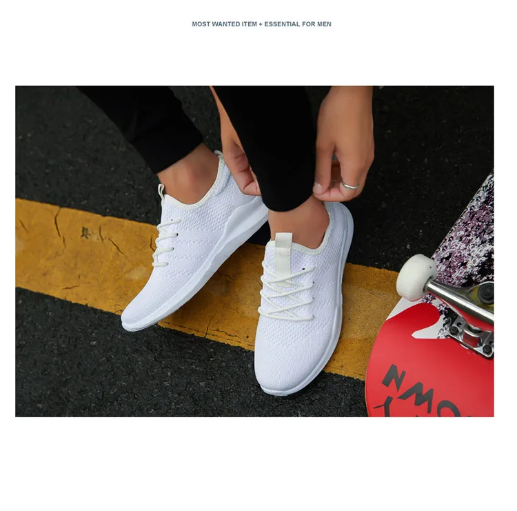 Men Sneakers Casual Summer Breathable Shoes Men Black White Red Light Comfortable Lace-Up Spring Autumn Male Footwear Trainers